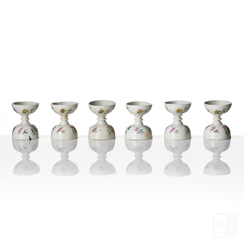 A set of six famille rose egg cups, - 图2